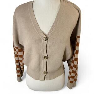 Tan & Brown Cardigan Sweater